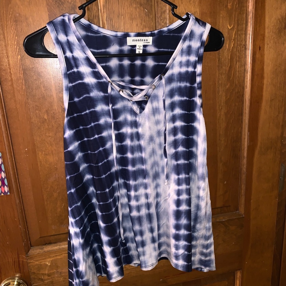 Tie die lace up top